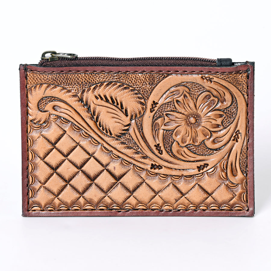 OHLAY Coin Purse Hand Tooled Hair-On Genuine Leather Women Bag Western Handbag | for Cute