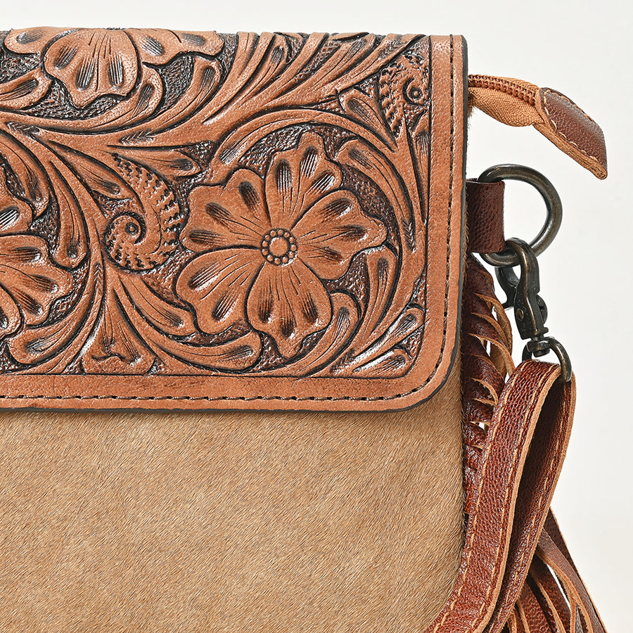 OHLAY Wallet Hand Tooled Hair-On Genuine Leather Women Bag Western Handbag Purse | Womens Handbags |Leather Belt for Summer