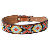 Hilason Western Style Beautiful Hand Crafted In Genuine Leather With Inlaid Bead Work Dog Collar