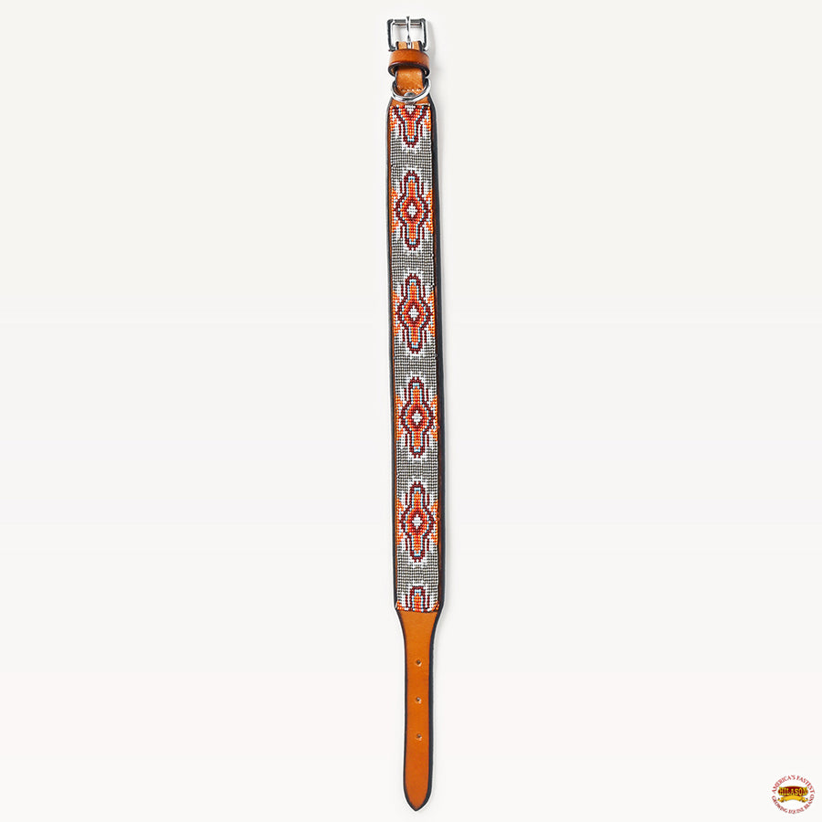 Hilason Western Style Heavy Duty Beaded American Leather Pet Dog Collar