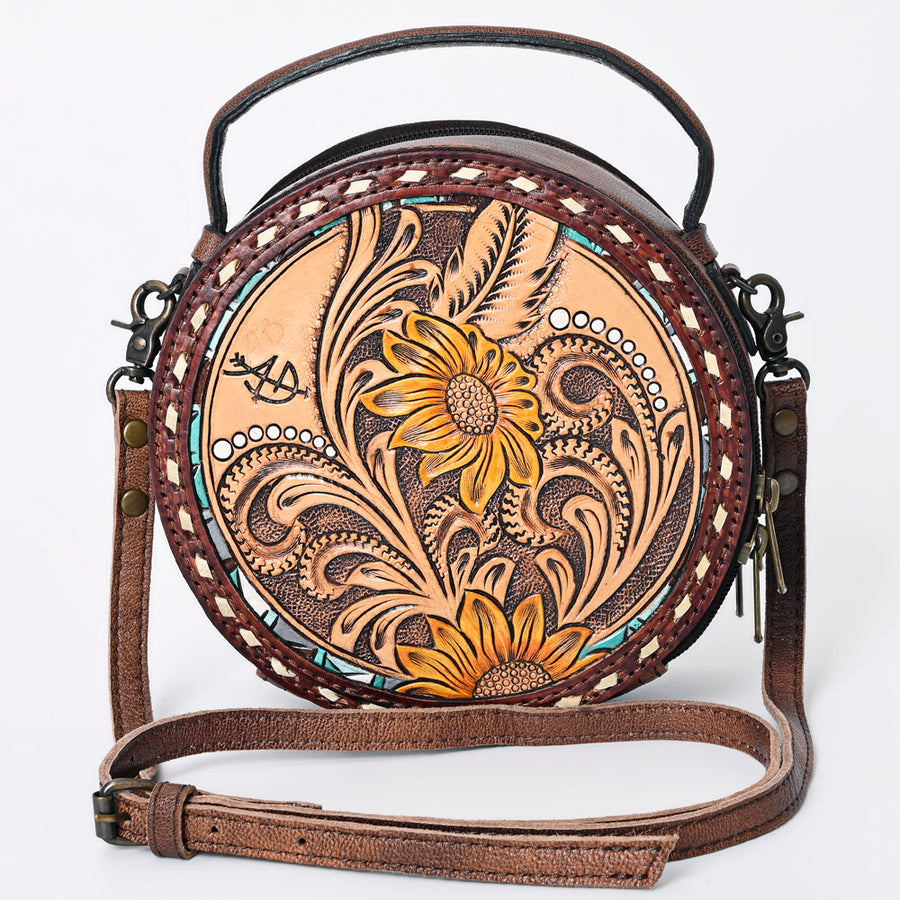 American Darling Canteen Bag Hand Tooled Genuine Leather Western Women | Handbag Purse Travel Clutch