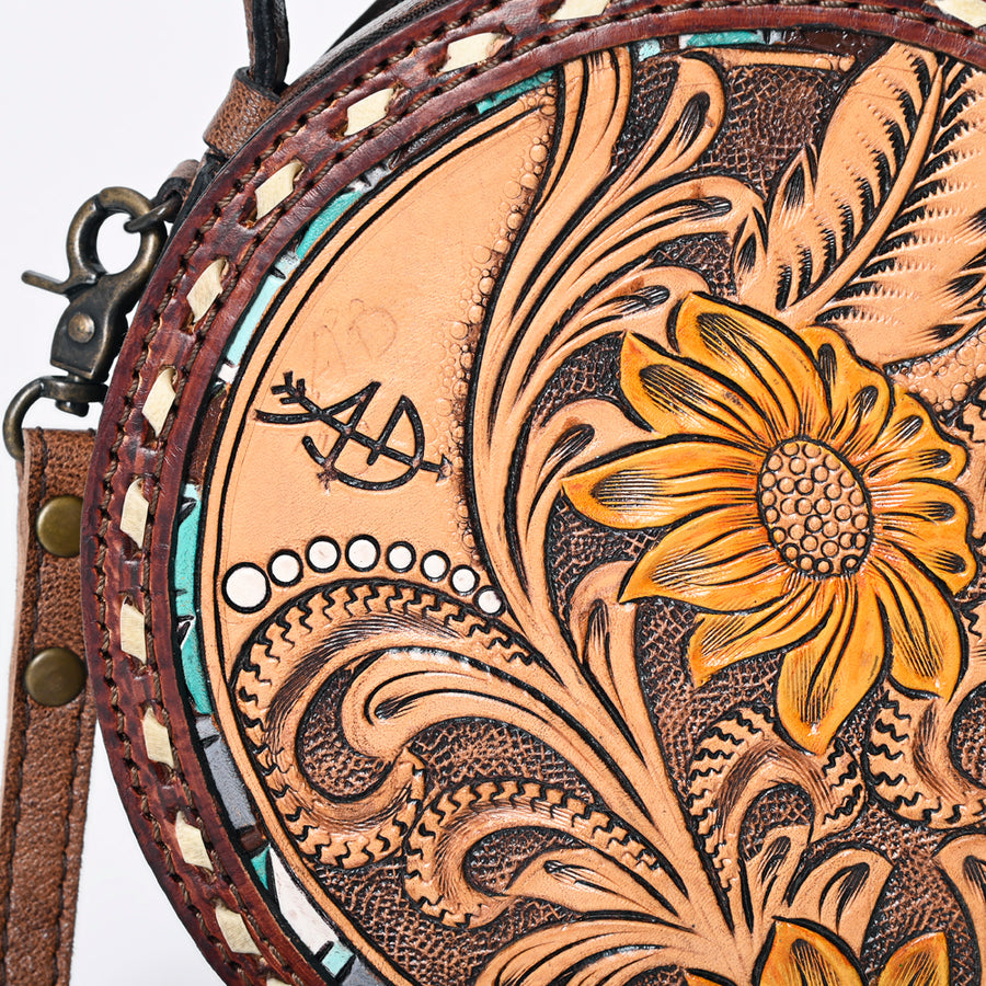 American Darling Canteen Bag Hand Tooled Genuine Leather Western Women | Handbag Purse Travel Clutch