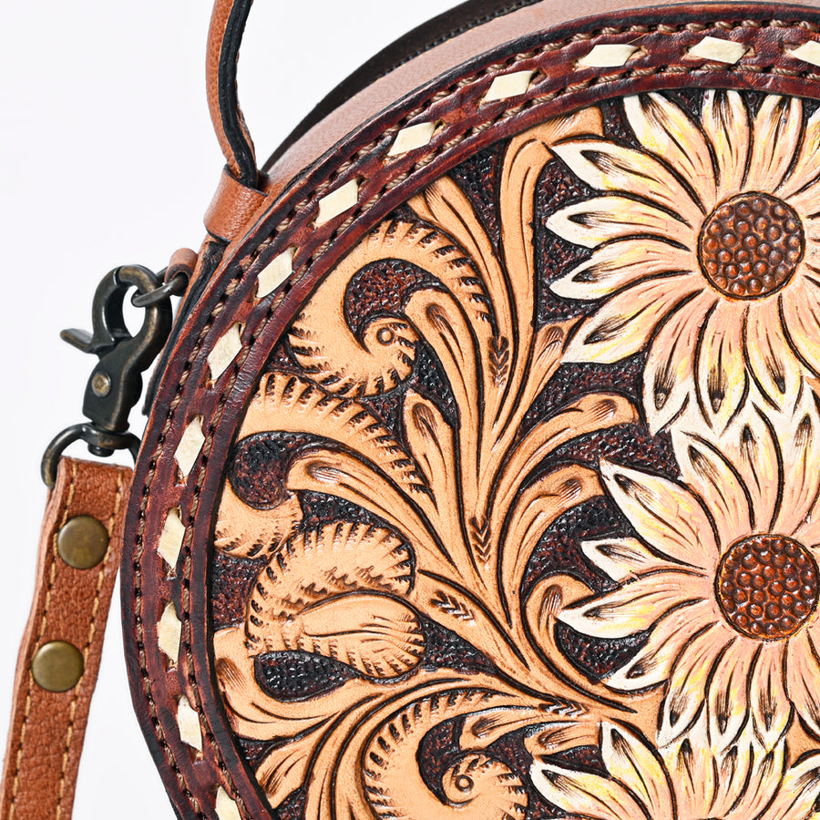 American Darling Canteen Bag Hand Tooled Genuine Leather Western Women | Handbag Purse Travel Clutch