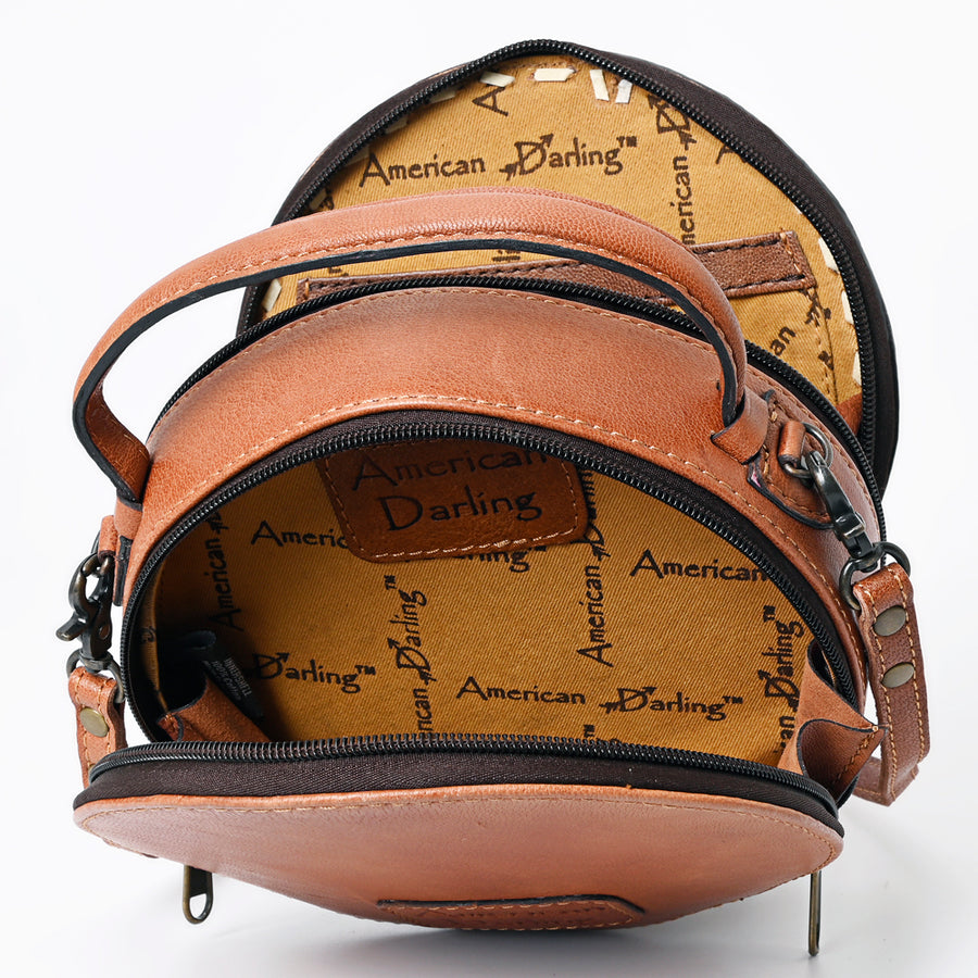 American Darling Canteen Bag Hand Tooled Genuine Leather Western Women | Handbag Purse Travel Clutch