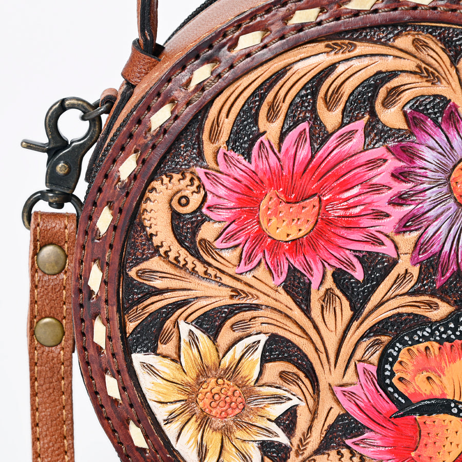 American Darling Canteen Bag Hand Tooled Genuine Leather Western Women | Handbag Purse Travel Clutch