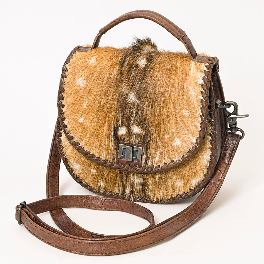 American Darling Hair-On Cowhide Genuine Leather Western Crossbody Bag with Adjustable Strap 7in (H) X 12in (W) X 2in (D)