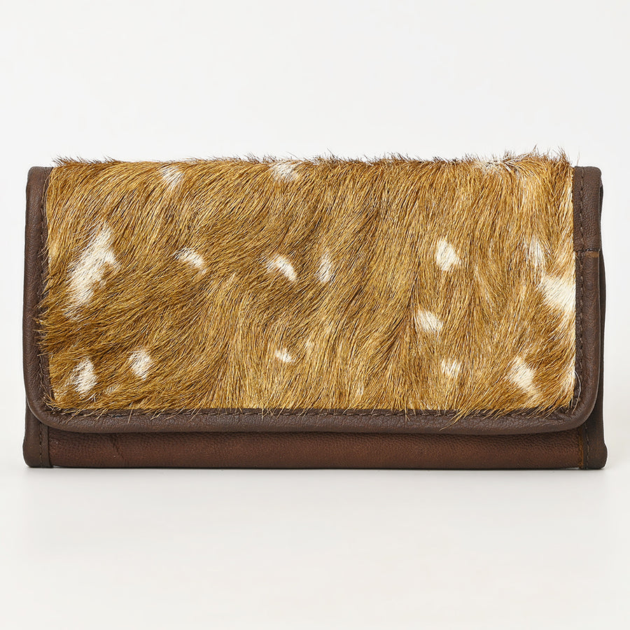 American Darling Hair-On Cowhide Genuine Leather Western Wallet Bag with Secure Closure 9in (H) X 5in (W)