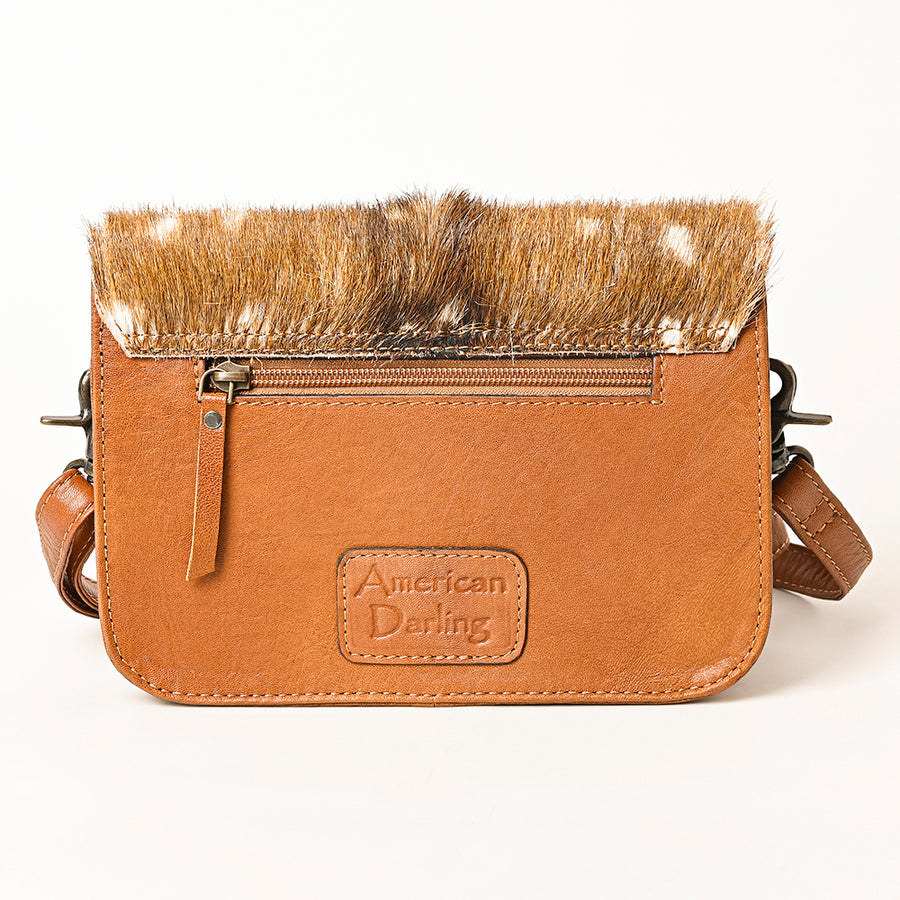 American Darling Hair-On Cowhide Genuine Leather Western Crossbody Bag with Interior Pockets 6in (H) X 9in (W) X 2.5in (D)