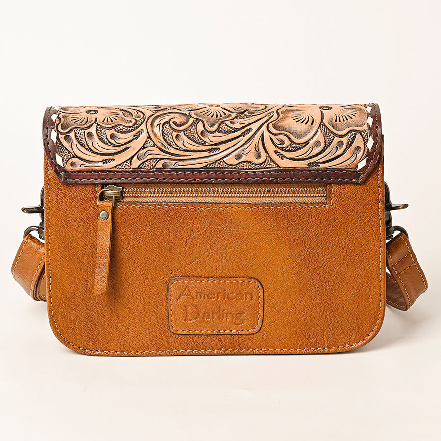 American Darling Hair-On Cowhide Genuine Leather Western Crossbody Bag with Interior Pockets 6in (H) X 9in (W) X 2.5in (D)