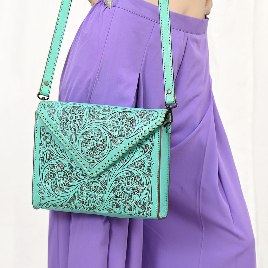 American Darling Envelope Hand Tooled Genuine Leather Western Women Bag Handbag Purse | for Cute