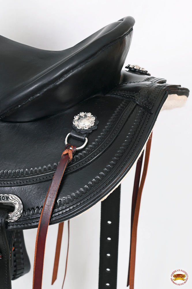 HILASON Western Horse Wide Gullet Trail Black American Leather Saddle | Draft for Horses