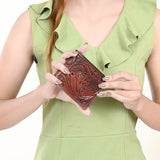 OHLAY Genuine Leather Hand Tooled Bifold Wallet bag western handbag purse