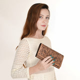OHLAY WALLET Hand Tooled Genuine Leather women bag western handbag purse