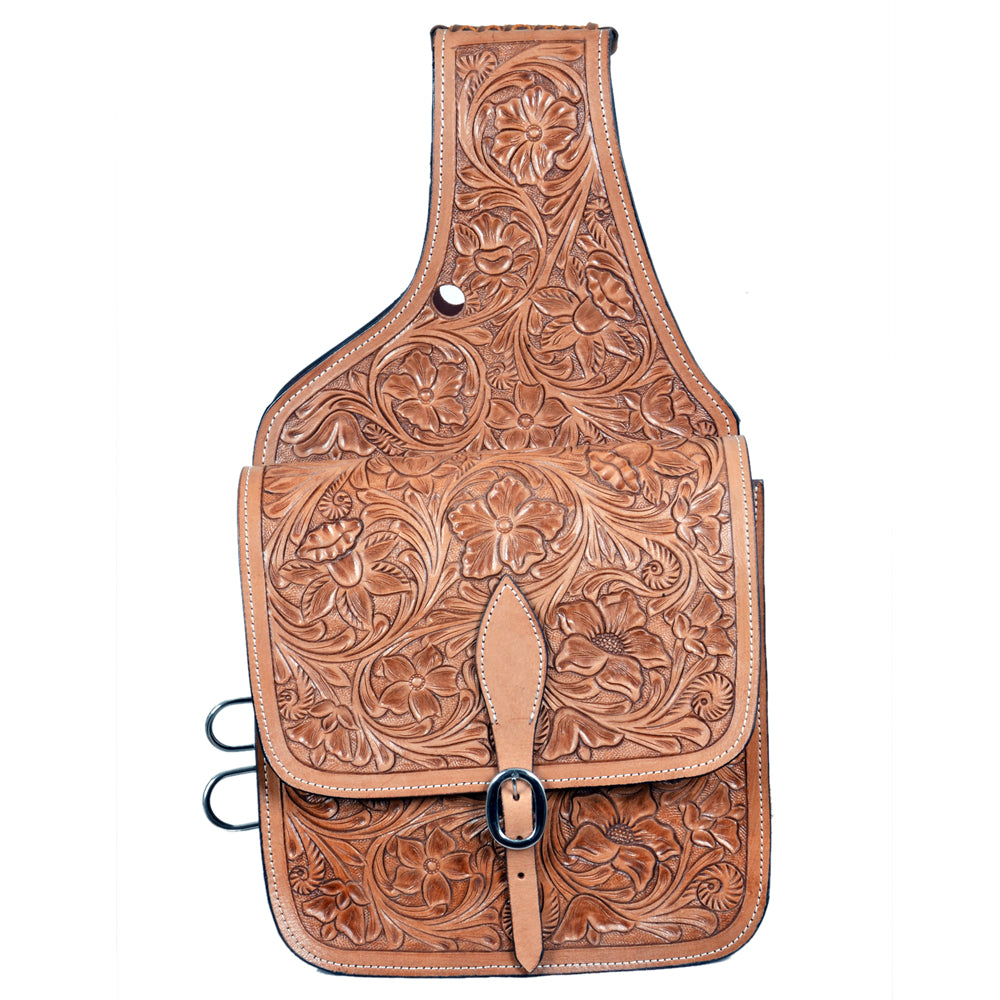 HILASON Western Horse Leather Saddle Bag Heavyduty Traditional Trail Ride Tan
