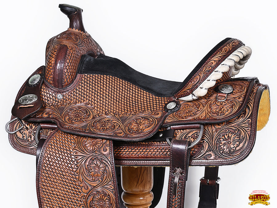 HILASON Western Horse Saddle American Leather Ranch Roping Cowboy Brown | Hand Tooled Wade & For Horses