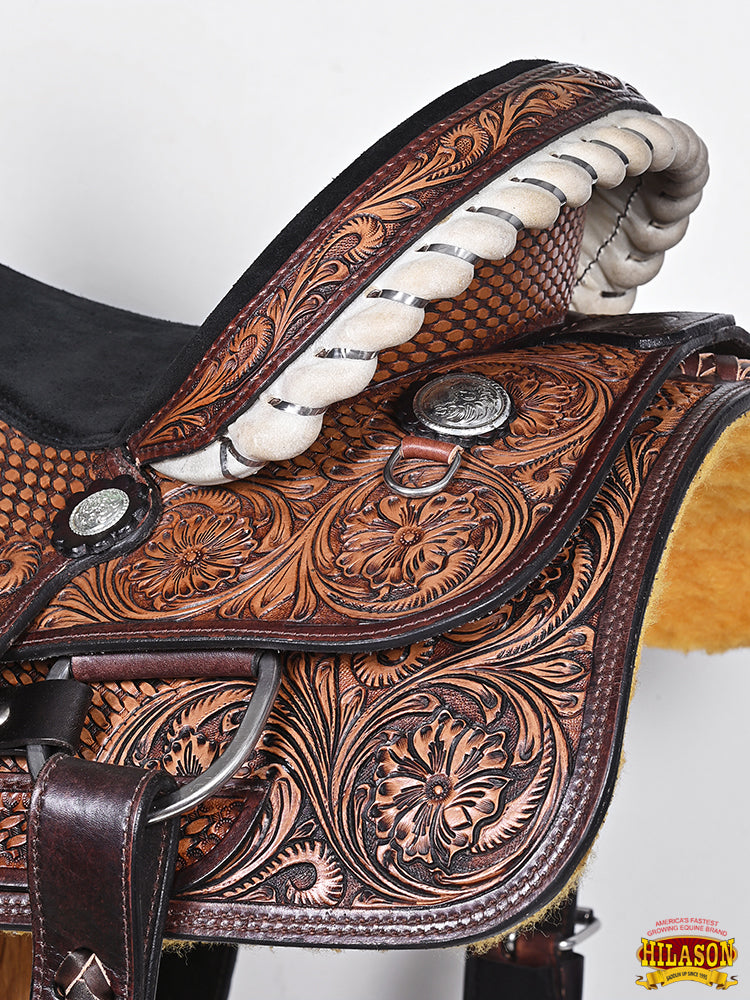 HILASON Western Horse Saddle American Leather Ranch Roping Cowboy Brown | Hand Tooled Wade & For Horses