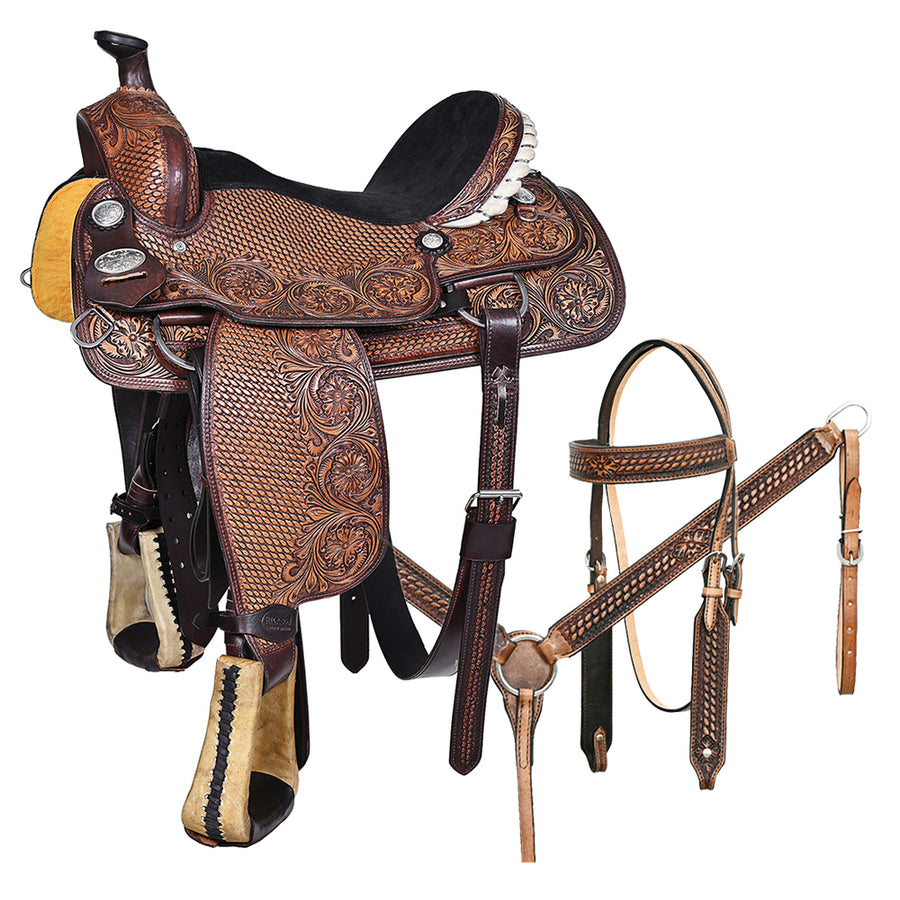 16 In W. H. Saddle American Leather Ranch Roping Cowboy Hilason – by Hilason – Cowboy and equestrian accessories