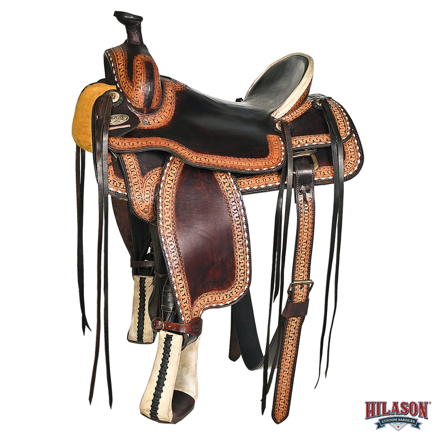 HILASON Western Horse Saddle American Leather Ranch Roping Dark Brown | Hand Tooled Wade & For Horses