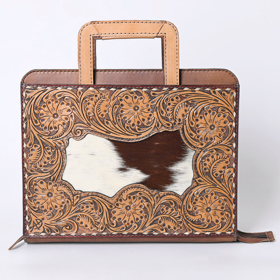 American Darling Western Briefcase Bag Hand Tooled Floral Carved Genuine Leather Office Organizer 10.5in (H) X 13in (W) X 1.5in (D)