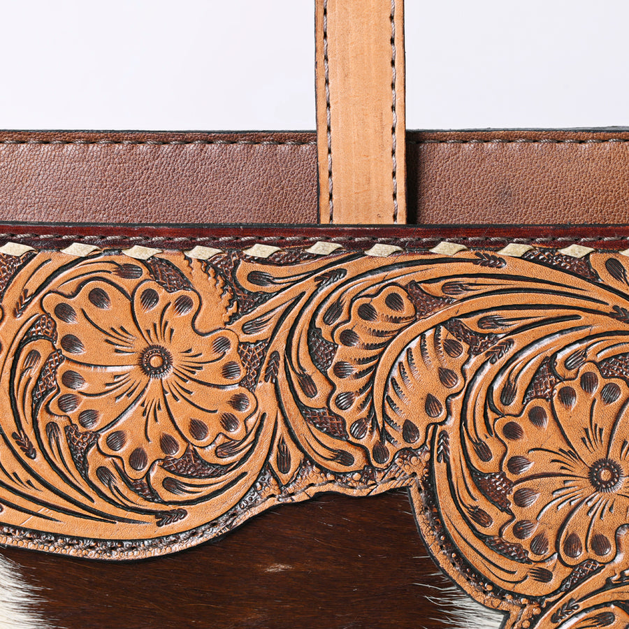 American Darling Western Briefcase Bag Hand Tooled Floral Carved Genuine Leather Office Organizer 10.5in (H) X 13in (W) X 1.5in (D)