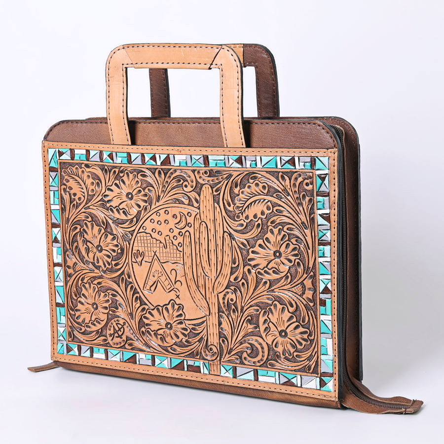American Darling Western Hand Tooled Leather Briefcase Bag Genuine Leather - Uhorse