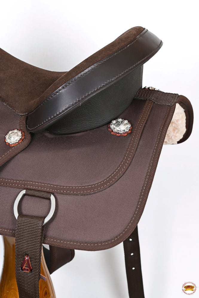HILASON Flex Tree Western Horse Trail PleasureIn American Leather Saddle Brown | for Horses