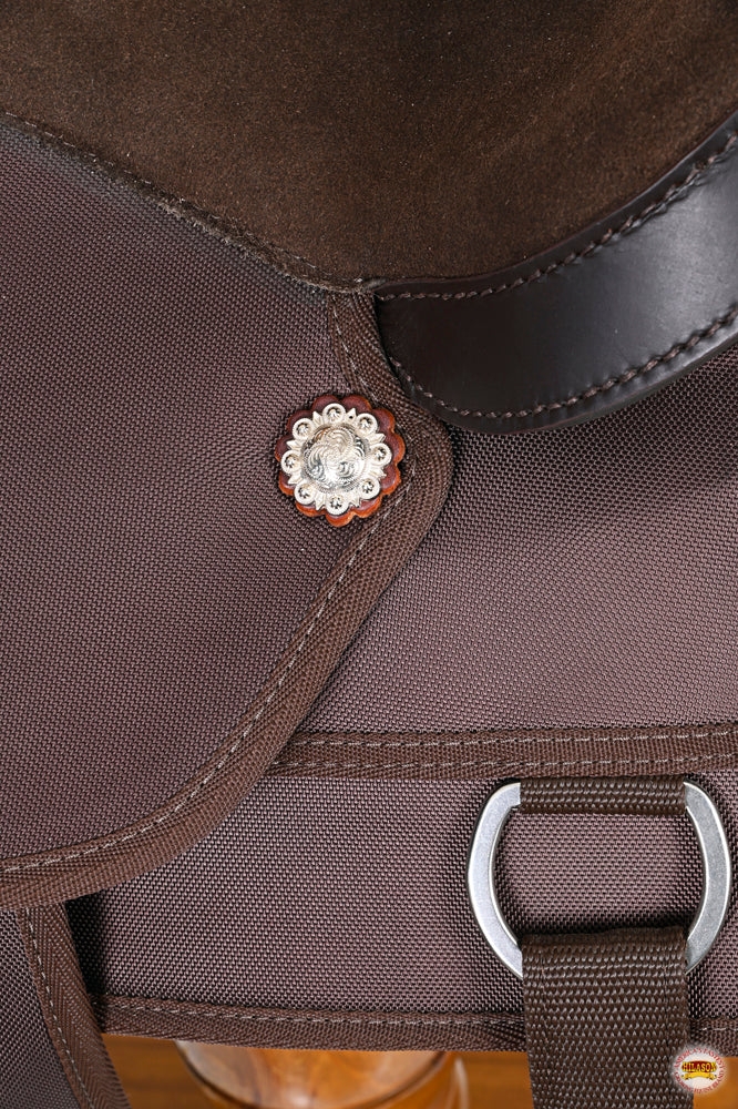 HILASON Flex Tree Western Horse Trail PleasureIn American Leather Saddle Brown | for Horses