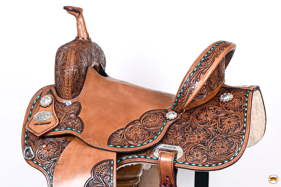 HILASON Western Horse Flex Tree Barrel Trail in American Leather Saddle Brown | for Horses