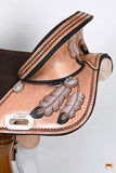 Hilason Western Horse Treeless Trail Barrel American Leather Saddle Tan