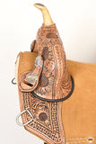 Hilason Western Horse Trail Barrel Floral Racing American Leather Saddle Tan