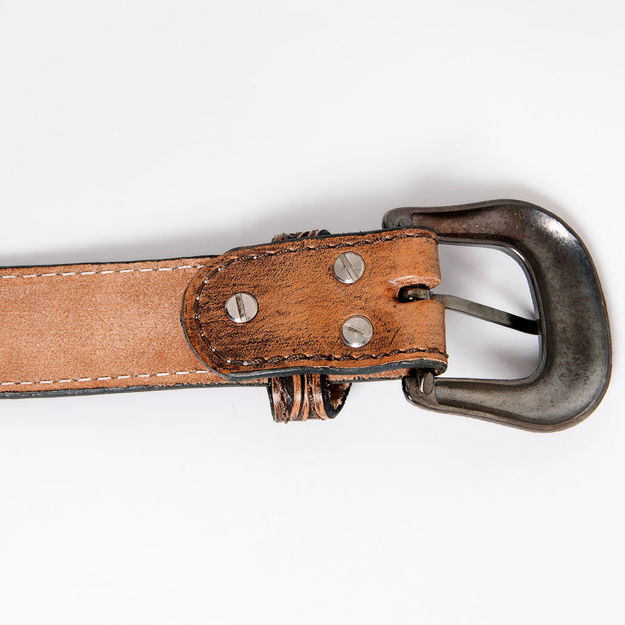 American Darling Beautifully Hand Tooled Brown Genuine Leather Belt Men and Women Western with Removable Buckle