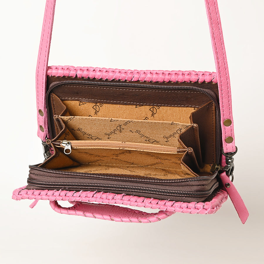American Darling Western Hand-Tooled Leather Clutch Bag with Floral Carving and Premium Genuine Leather