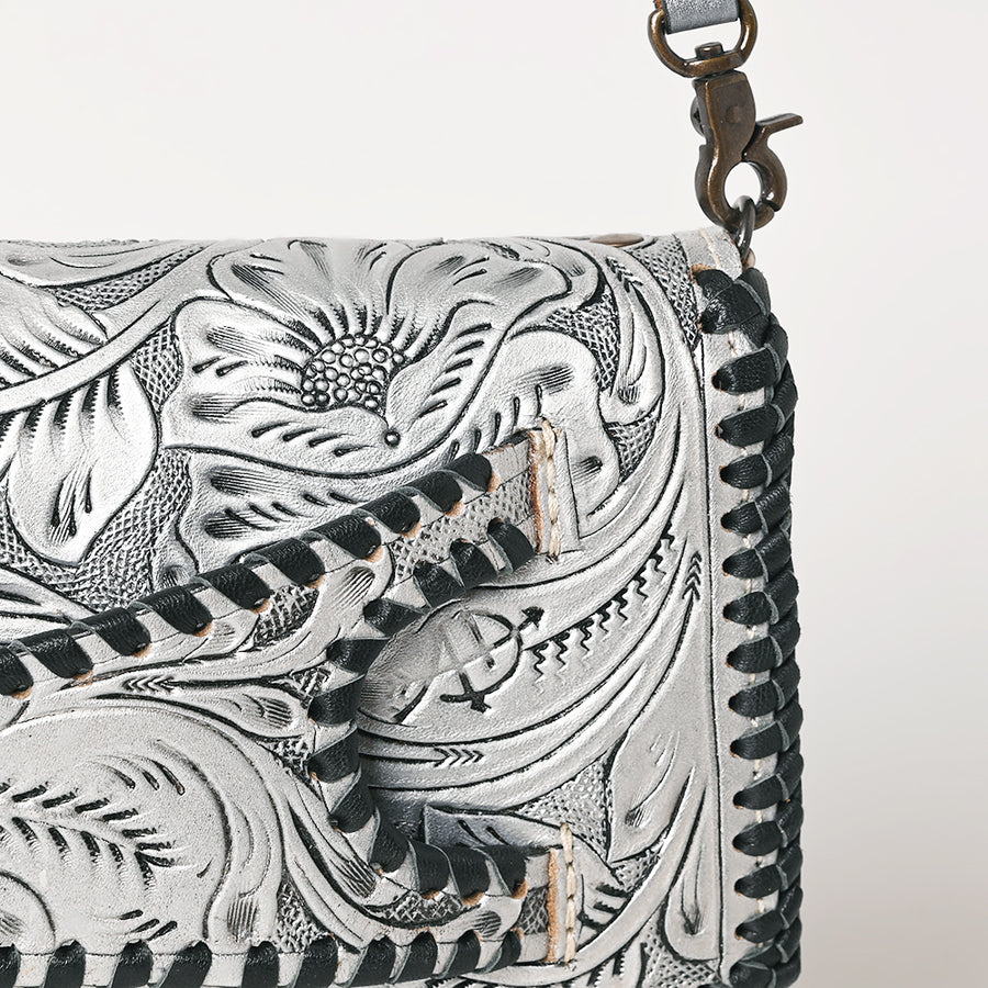 American Darling Western Hand-Tooled Leather Clutch Bag with Floral Carving and Premium Genuine Leather