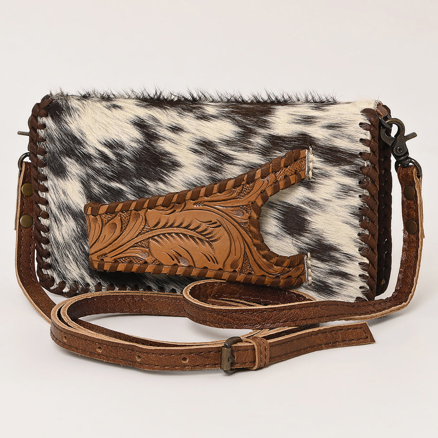 American Darling Western Leather Cowhide Clutch Bag - Genuine Hair-On Cowhide Crossbody - Uhorse