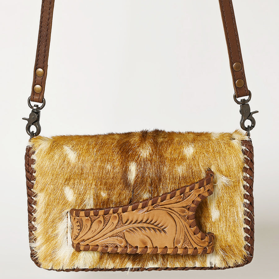 American Darling Western Hand-Tooled Leather Clutch Bag with Floral Carving and Premium Genuine Leather