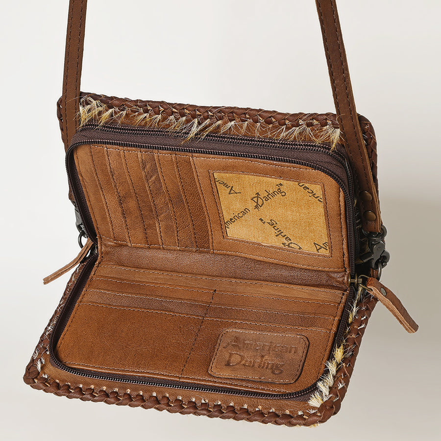 American Darling Western Hand-Tooled Leather Clutch Bag with Floral Carving and Premium Genuine Leather