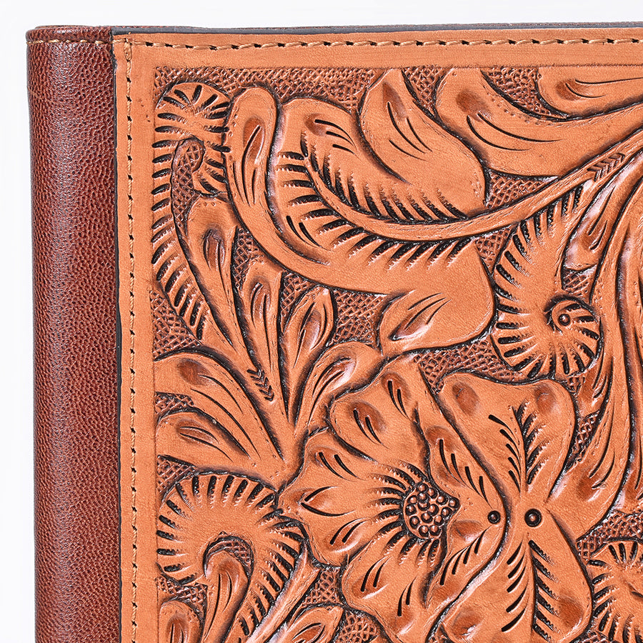 American Darling Western Portfolio Bag – Hand-Tooled Floral Carved Genuine Leather Organizer Case for Work, Travel & Daily Use