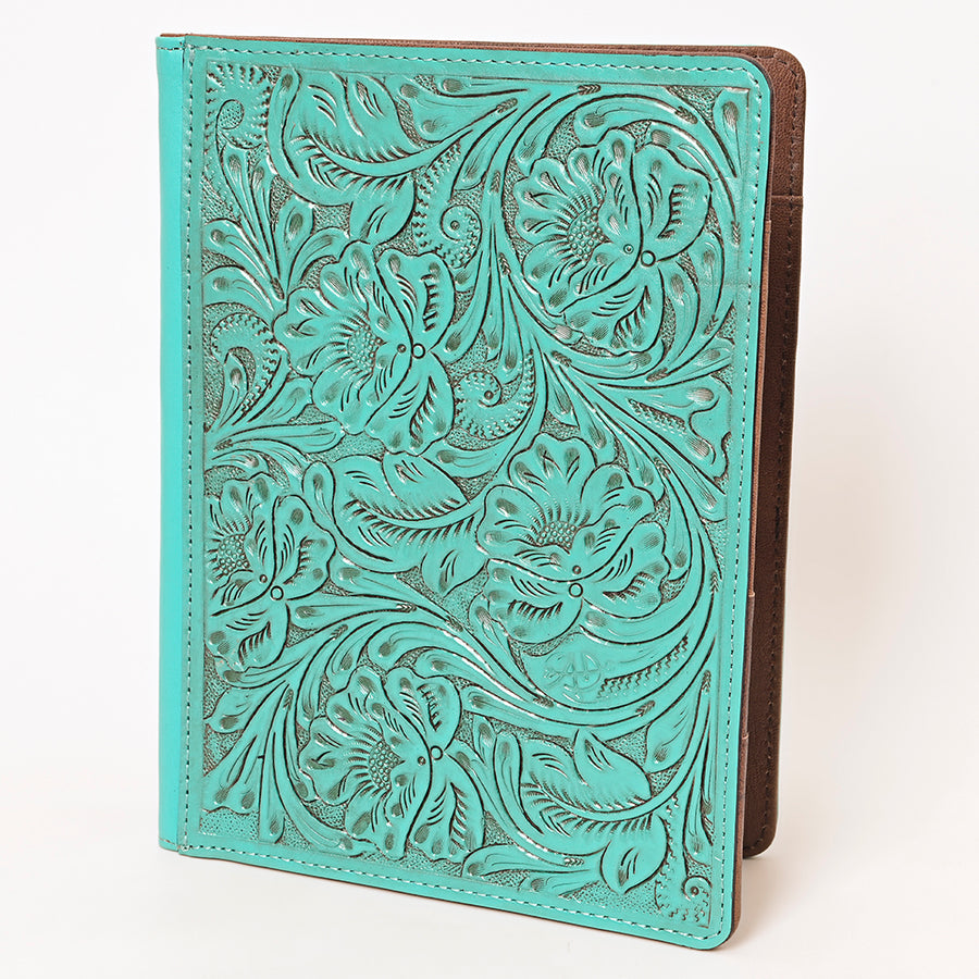 American Darling Western Hand-Tooled Leather Portfolio Bag - Floral Carved Genuine Leather Case - Uhorse