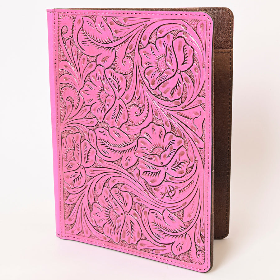 American Darling Western Hand-Tooled Leather Portfolio Bag in Pink - Uhorse