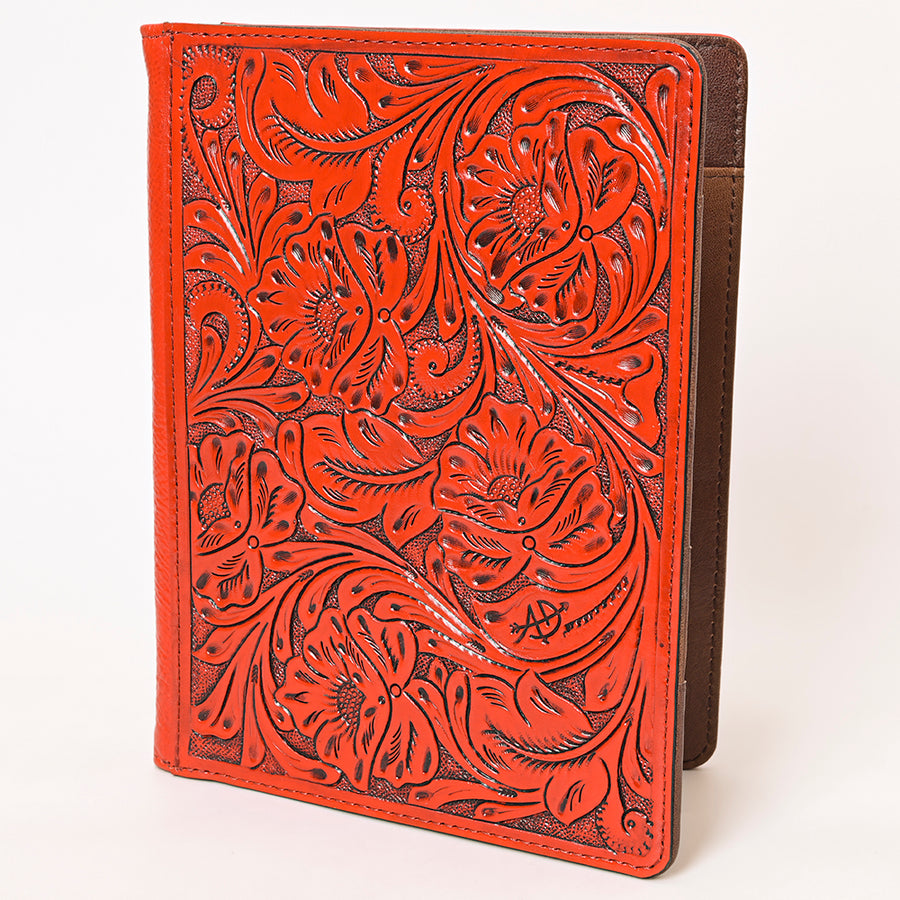 American Darling Western Hand-Tooled Leather Portfolio Bag - Floral Carved Genuine Leather Case - Uhorse