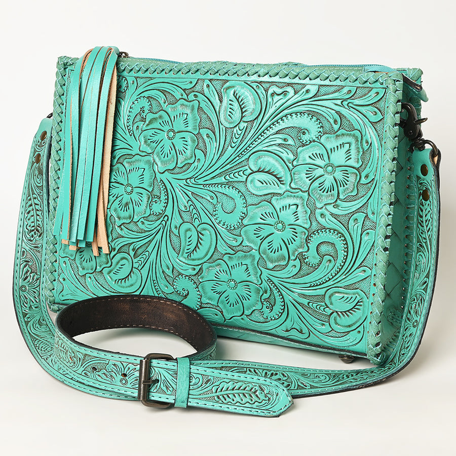American Darling Hand-Tooled Western Leather Crossbody Bag - Genuine Floral Carved Artisan Purse - Uhorse