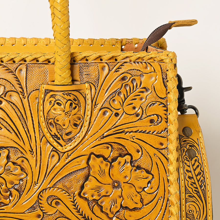 American Darling Hand Tooled Leather Tote Bag Western Floral Carved Purse