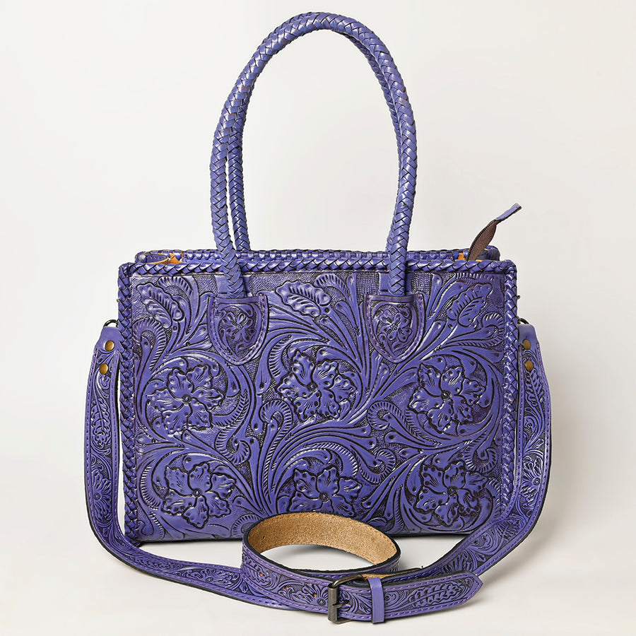 American Darling Hand Tooled Leather Tote Bag Western Floral Carved Purse