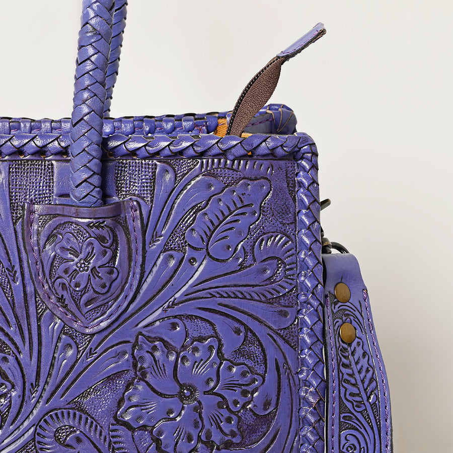 American Darling Hand Tooled Leather Tote Bag Western Floral Carved Purse