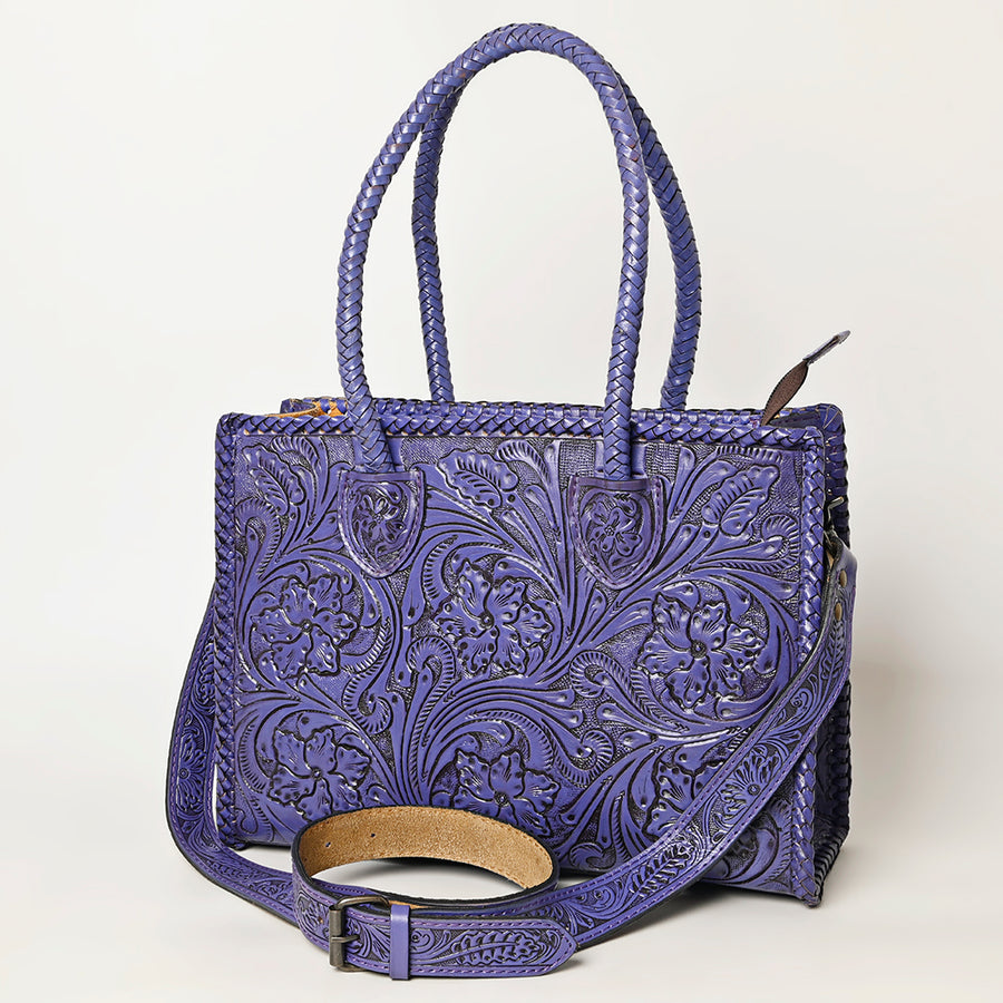 American Darling Hand Tooled Leather Tote Bag Western Floral Carved Purse