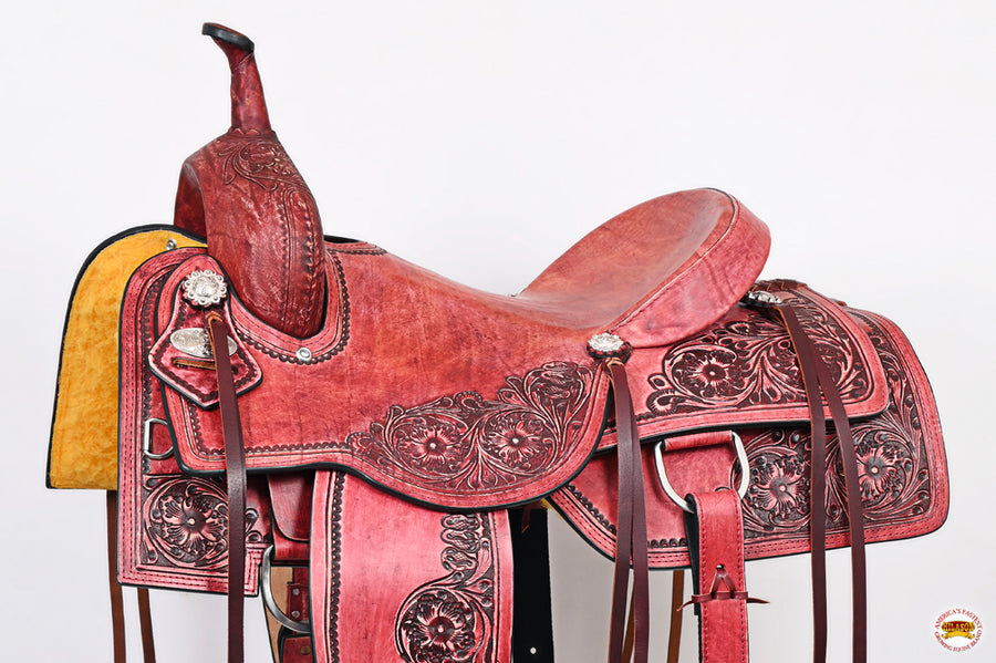 HILASON Western Horse Cutting Cutter Trail Pleasure American Leather Saddle
