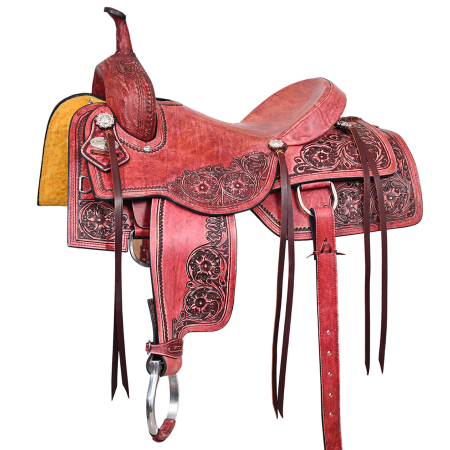16 In HILASON Horse Cutting Cutter Trail Pleasure American Leather Saddle - Uhorse