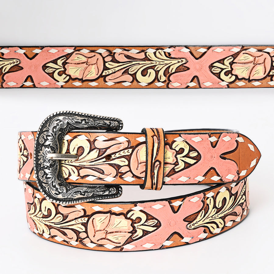 Beautifully Hand Tooled Hand Painted Genuine American Leather Belt Men and Women - Uhorse
