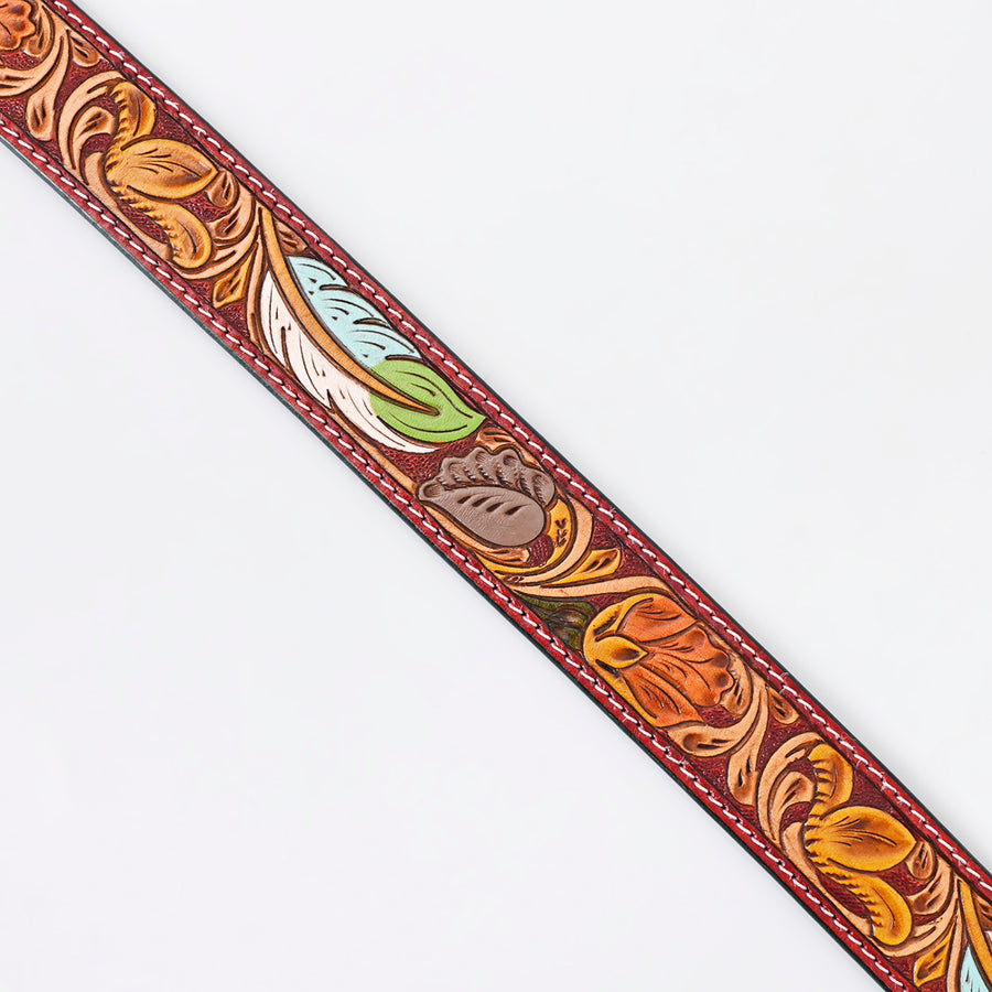 American Darling Beautifully Hand Tooled Green Genuine Leather Belt Men and Women Western with Removable Buckle