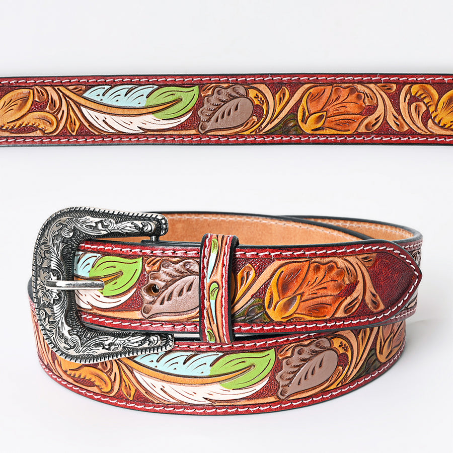 Beautifully Hand Tooled Hand Painted Genuine American Leather Belt Men and Women - Uhorse